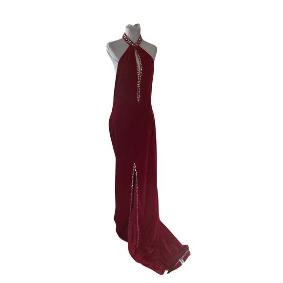 Rodney Alfred Red Velvet Backless Formal Evening Gown Dress M 12 - Picture 7 of 8